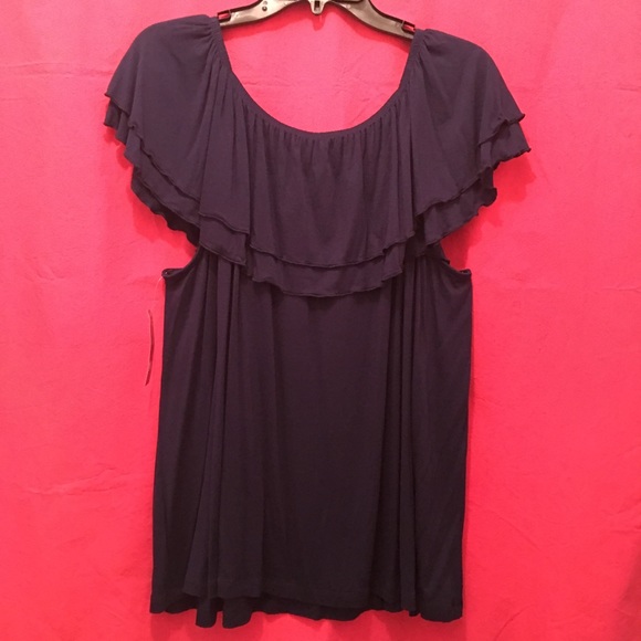 Cute on or off shoulder navy top - Picture 6 of 6